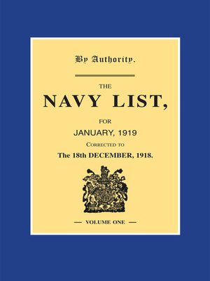 cover image of Navy List January 1919, Volume 1